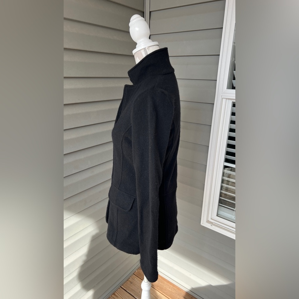 Lauren Ralph Lauren 100% Wool Knit Sweater Blazer Black jacket Sz M - Picture 3 of 9